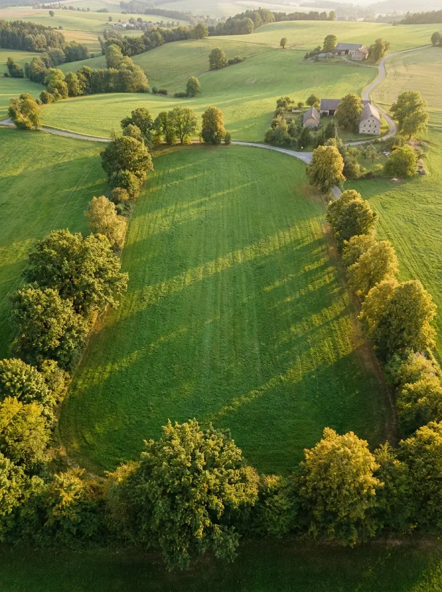 Zelený pozemek — letecký pohled